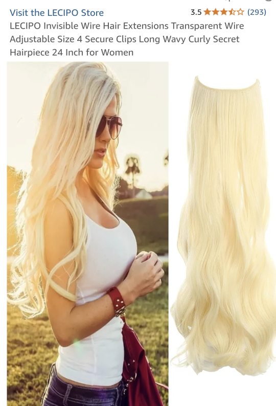 Invisible Wire Hair Extensions - Blonde, 24 Inch
