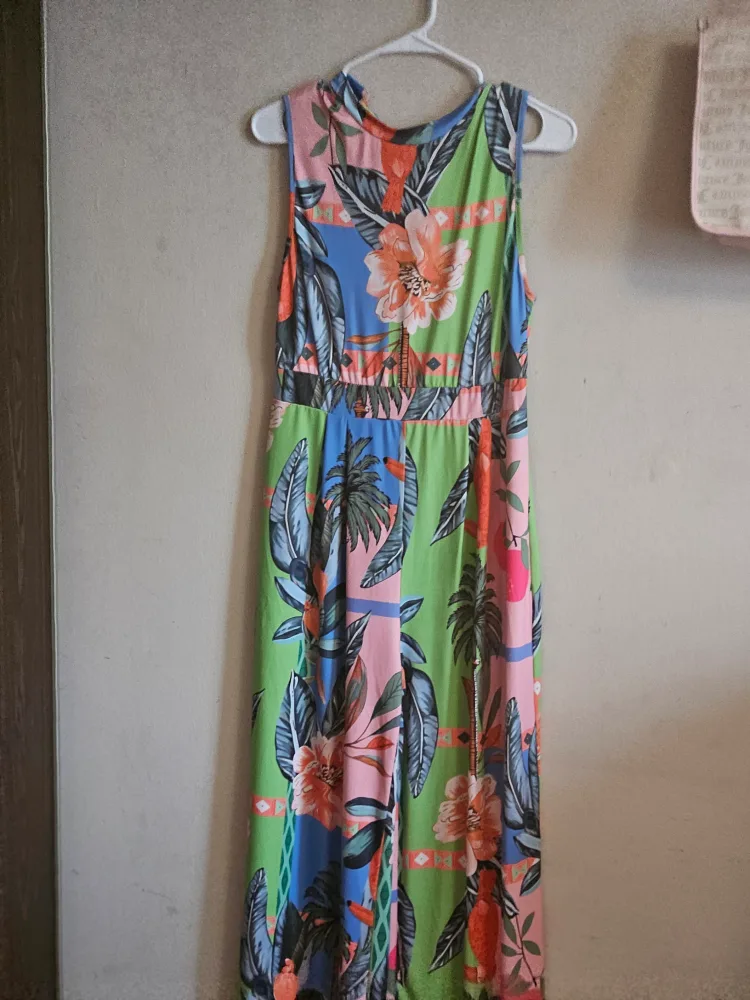 Tropical Print Sleeveless Jumpsuit thumbnail