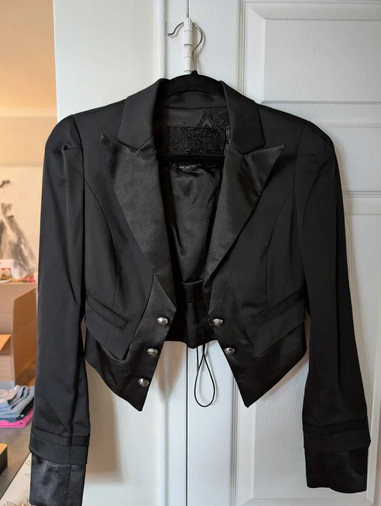 Guess Black Cropped Jacket - Size Small thumbnail