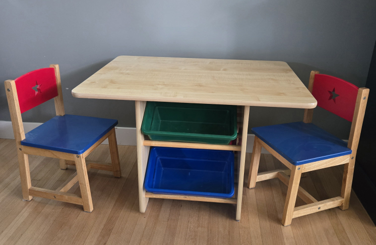 Kids Table with Chairs and Storage Bins
