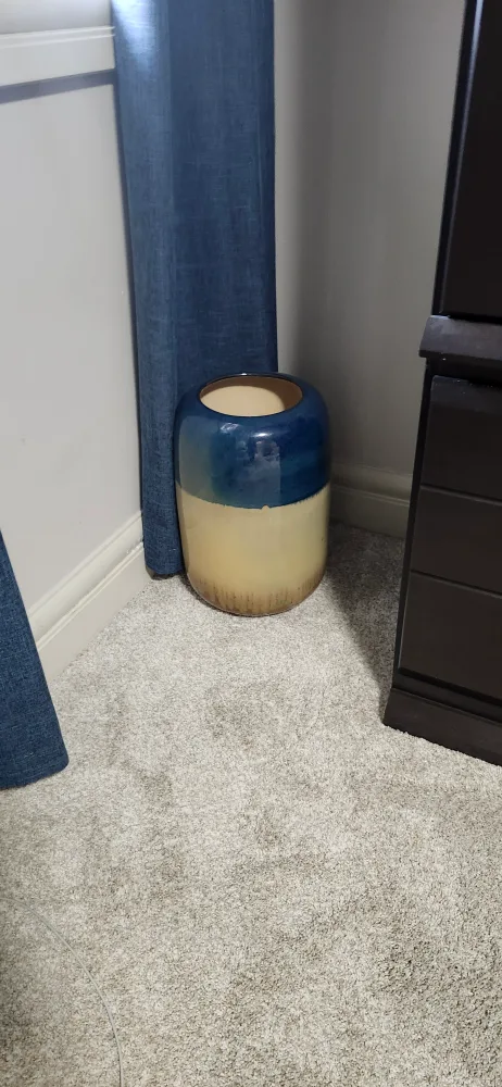 Blue and Beige Ceramic Vase thumbnail