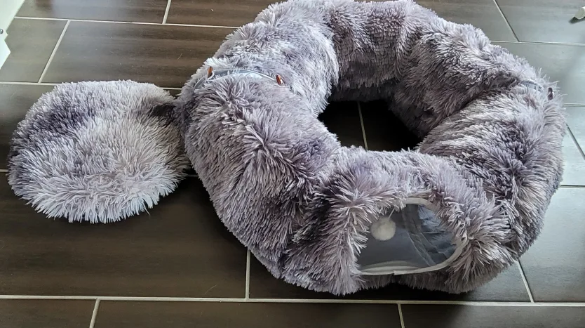 Odoland Large Grey Collapsible Indoor Cat Tunnel image indicator(3)