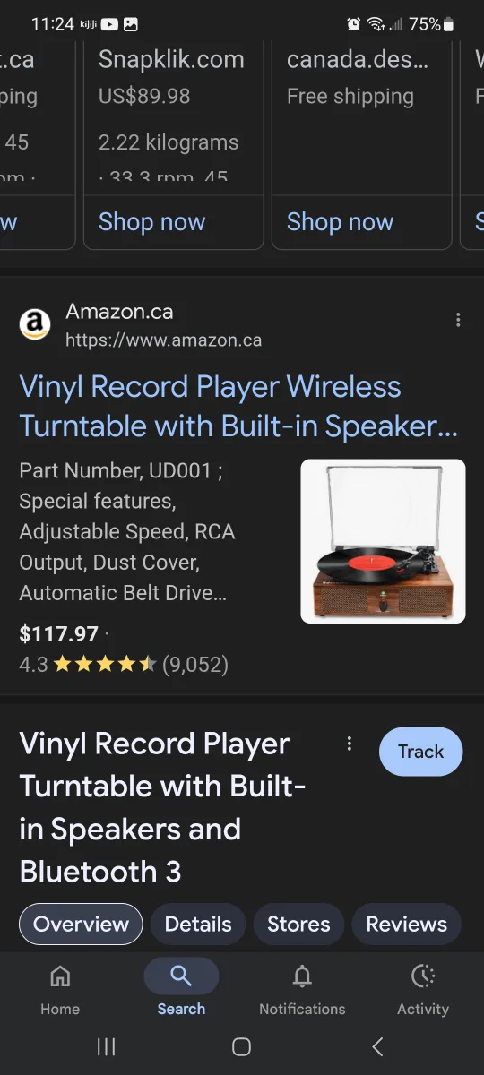 Udreamer Vintage Record Player - black  brand new in box image indicator(4)