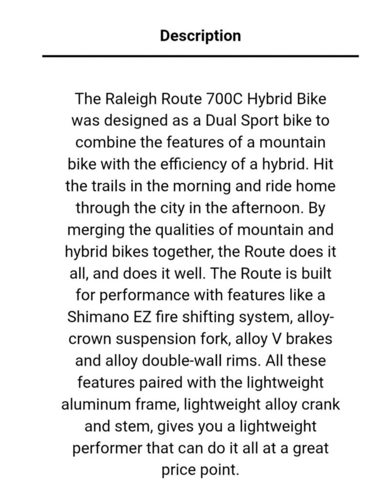 Men's Bike Raleigh Route 700C Hybrid - photo 2