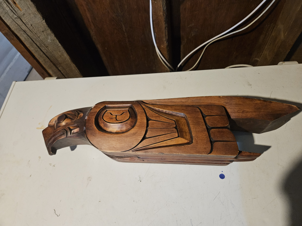 Hand Carved Wooden Eagle Sculpture - photo 2