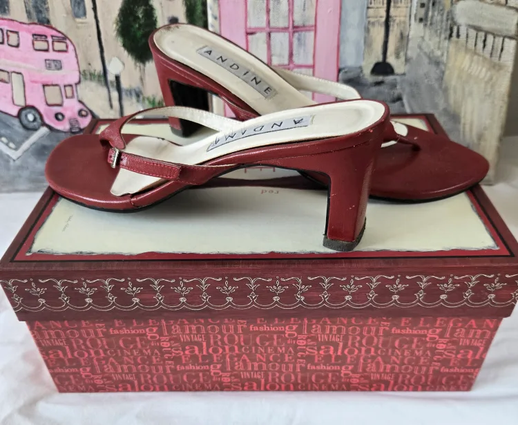 ANDINE Red / Wine Heeled Sandals