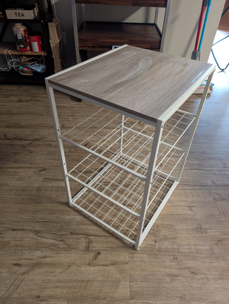 Side Table with White Metal Frame