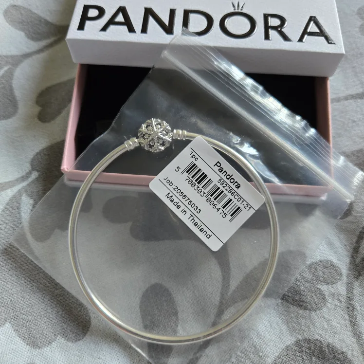 Pandora  Moments Sparkling  Snowflake Clasp Bangle thumbnail