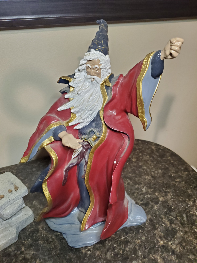Vintage Wizard and Sorceress Ceramic Statue Pair - photo 3