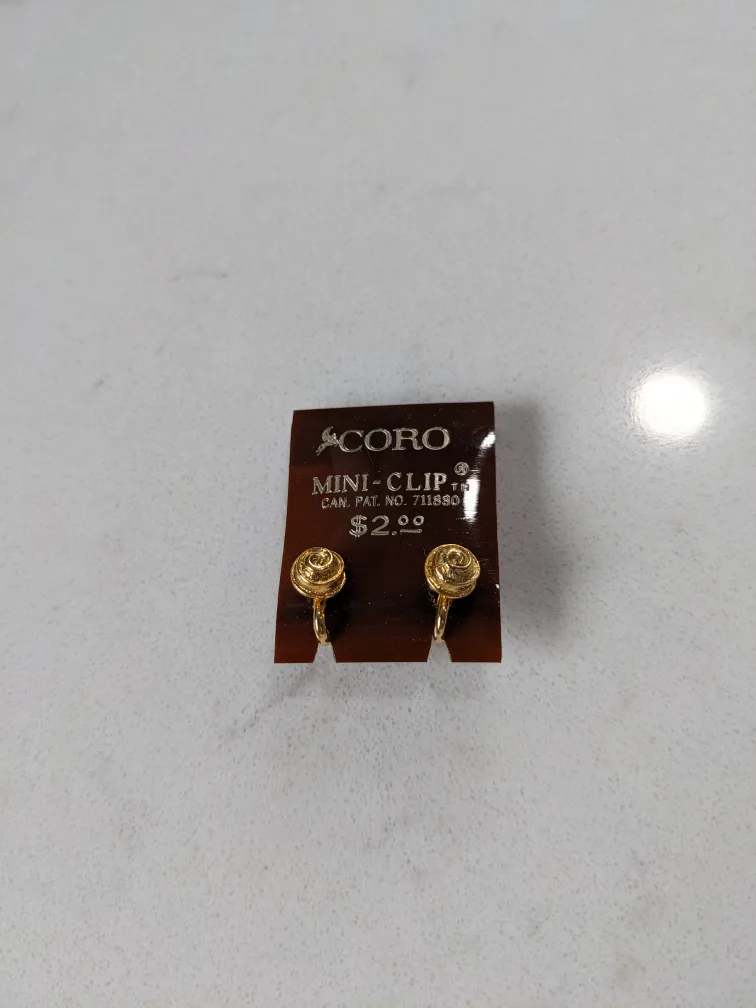 Coro Mini-Clip Gold Tone Earrings thumbnail