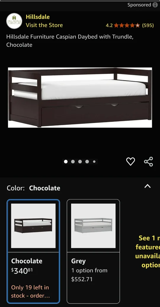 Hillsdale Caspian Daybed with Trundle, Chocolate image indicator(3)