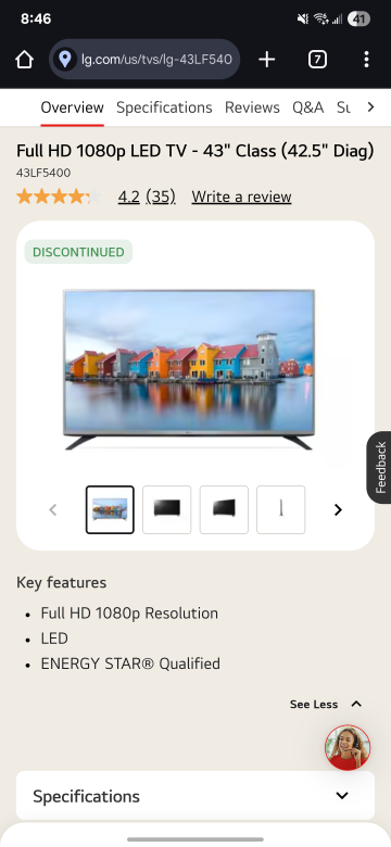 LG 43LF5400 43" Full HD 1080p LED TV - photo 2
