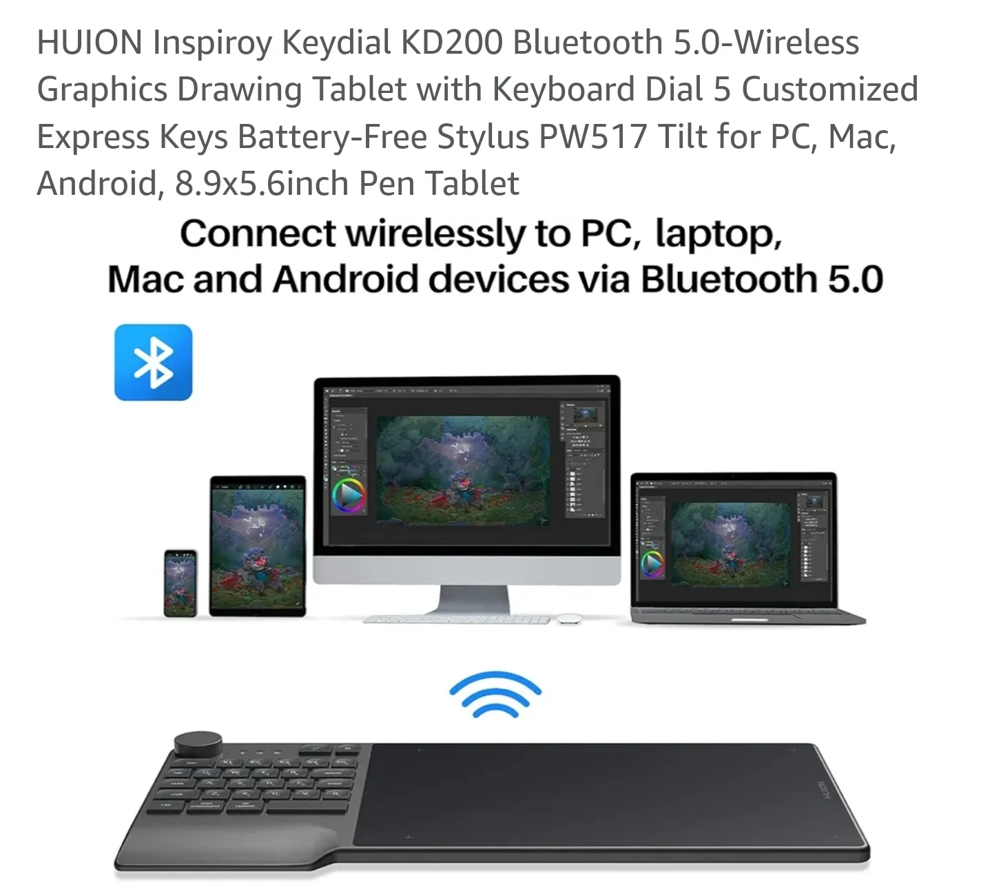 Huion Inspiroy Keydial KD200 Creative Pen Tablet - NEW image indicator(6)