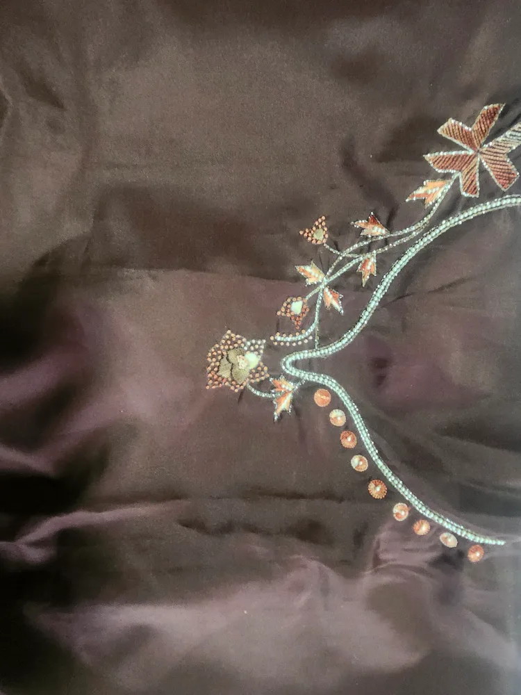 BNWT Embroidered Brown Dress Fabric  🇨🇦 thumbnail