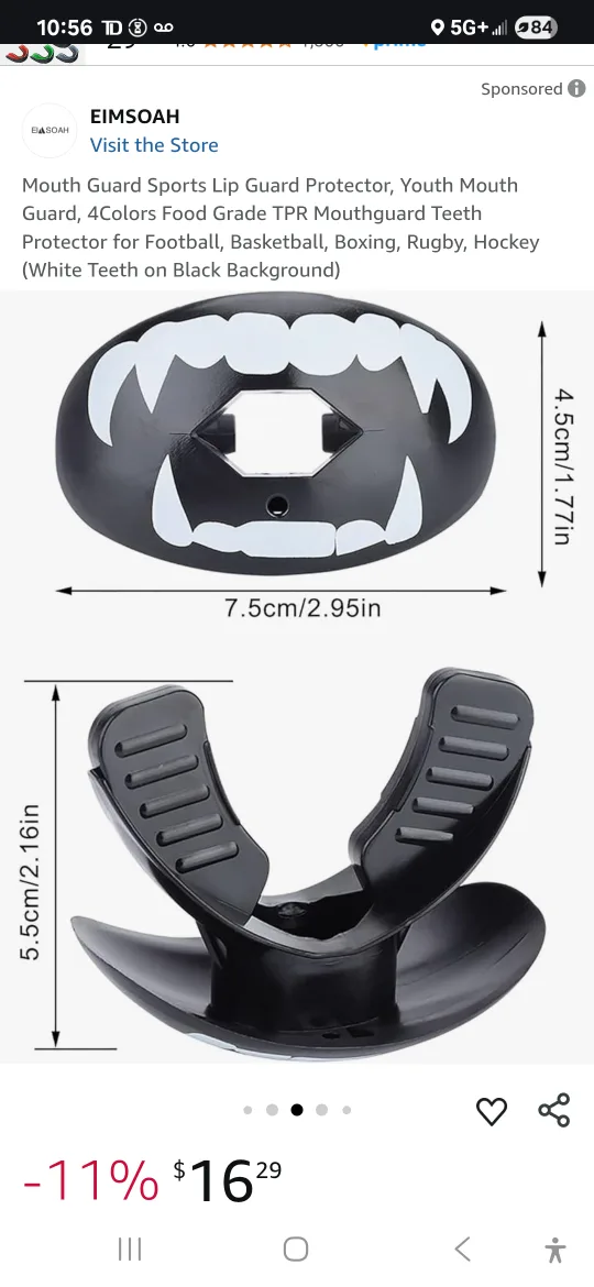 EIMSOAH Youth Mouth Guard - Black thumbnail