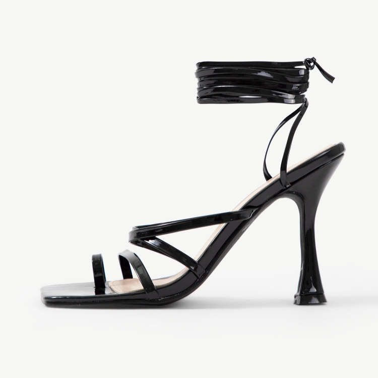 RAID Black Strappy Heels