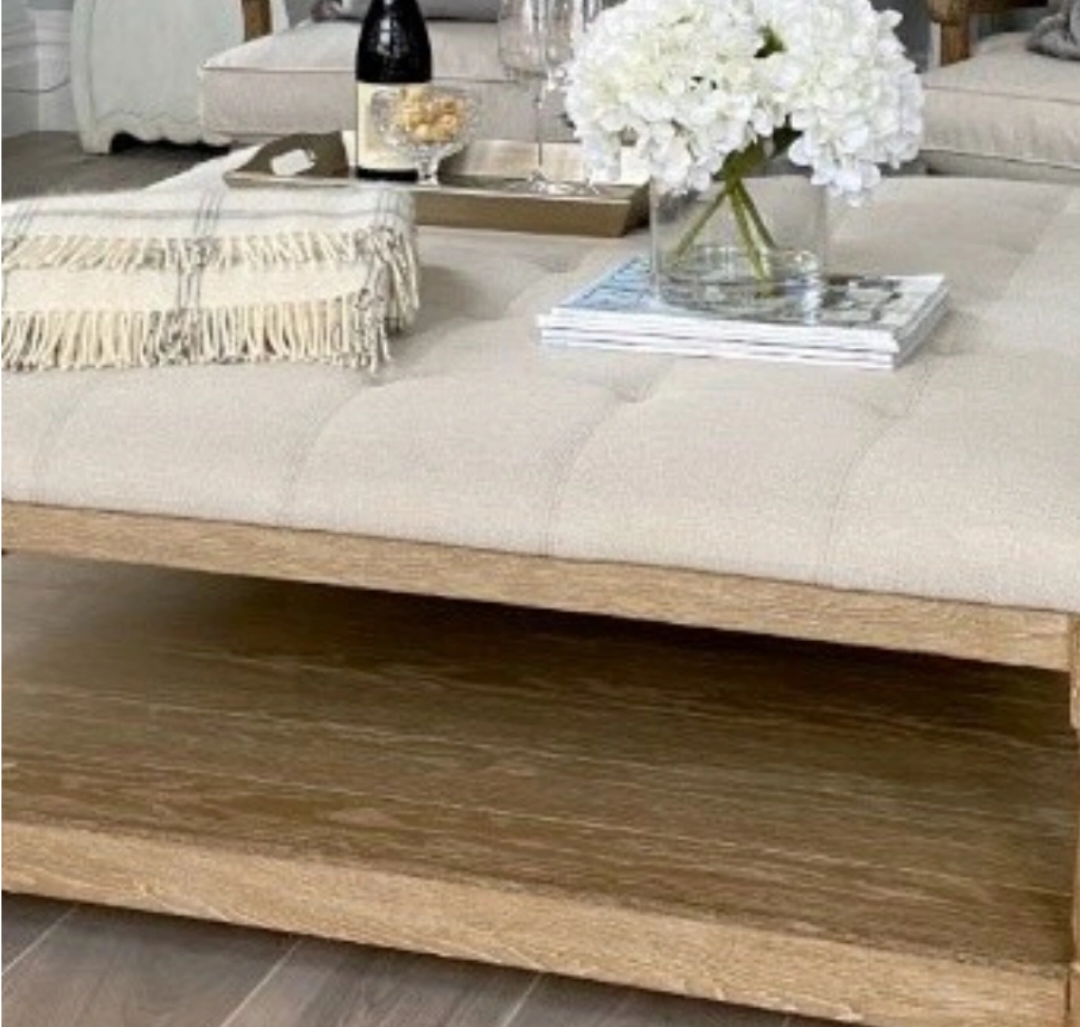 Bench/Ottoman  With Wood Shelf