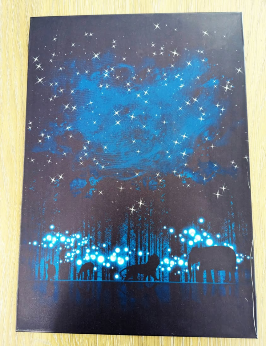 Metal Magnetic Displate Artwork with Night Sky and Animals