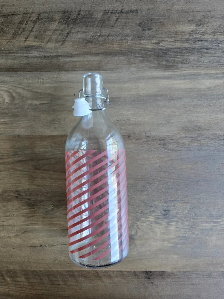Glass Bottle with Pink Stripes IKEA image indicator(3)