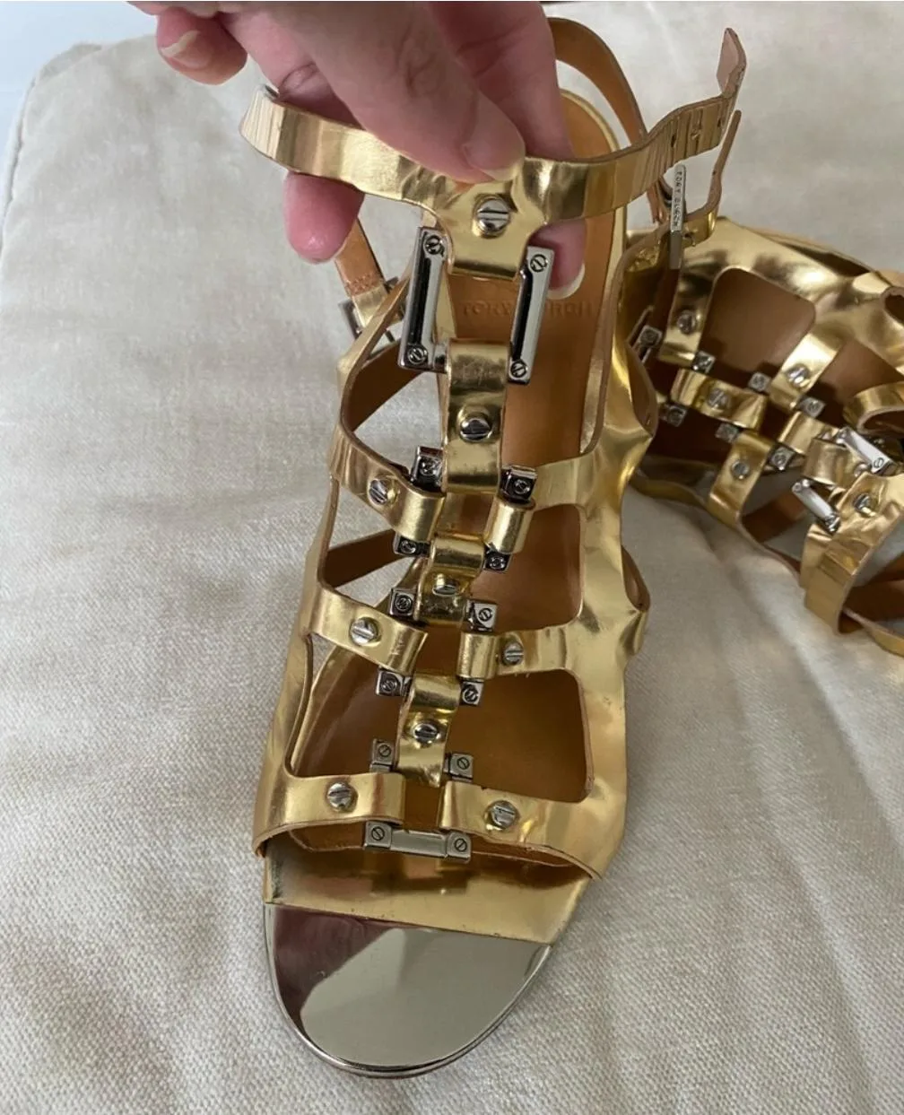 Tory Burch Gold Gladiator Sandals thumbnail