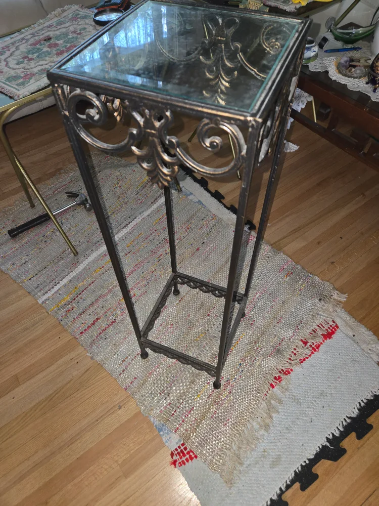 Metal Plant Stand with Glass Top thumbnail