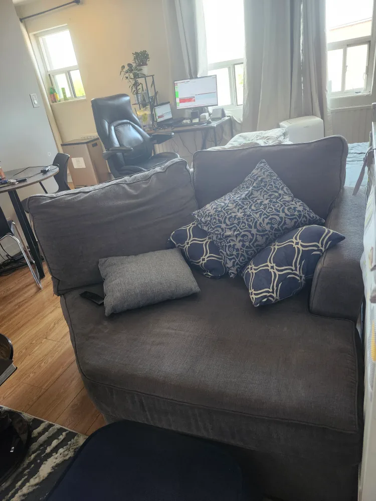 Grey Sectional Sofa with Pillows thumbnail