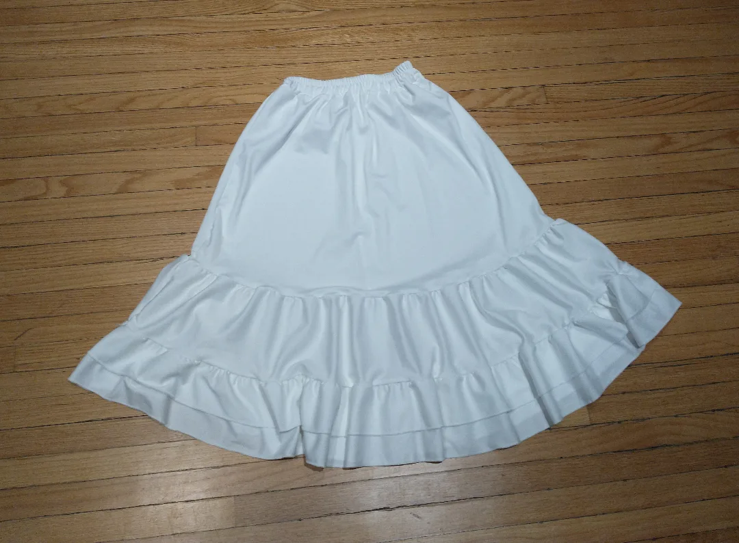 White ruffled tiered midi skirt thumbnail