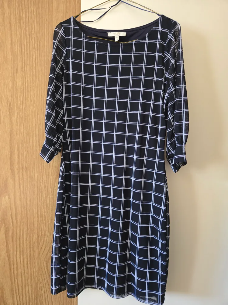HAANI Petite Blue & White Grid Dress - PS thumbnail
