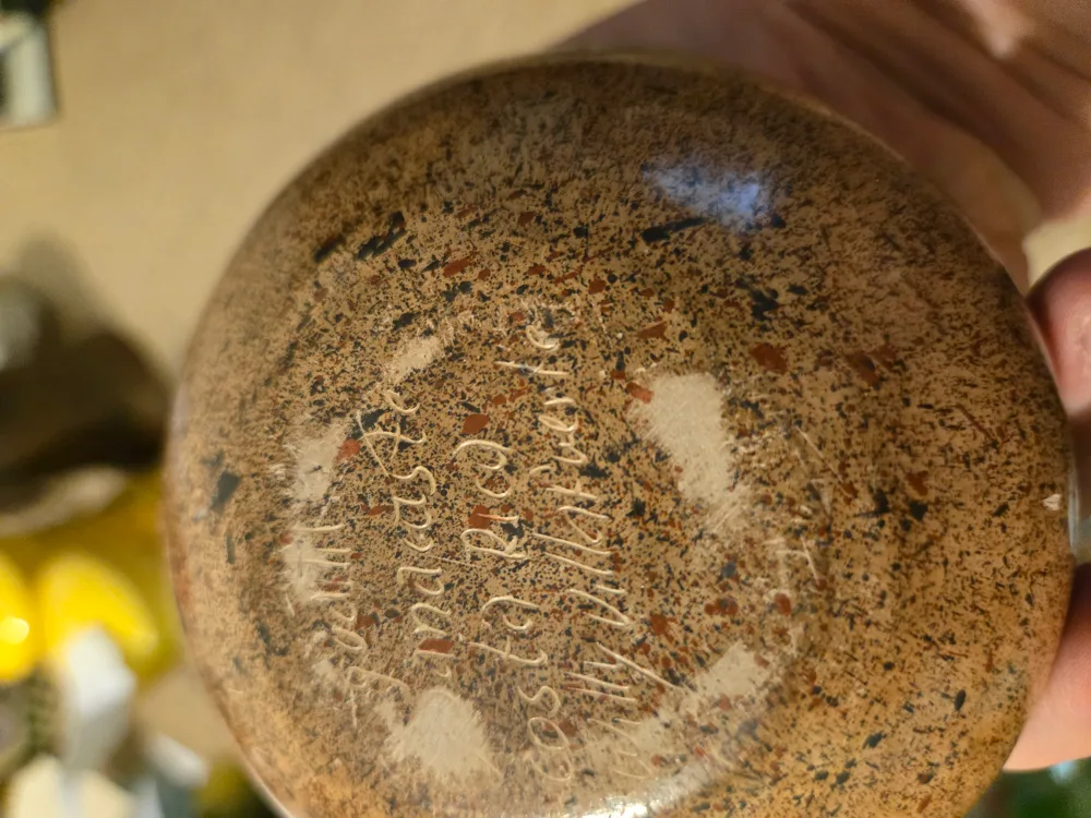 Handcrafted Pottery Bowl with Cat Design, some wear image indicator(4)