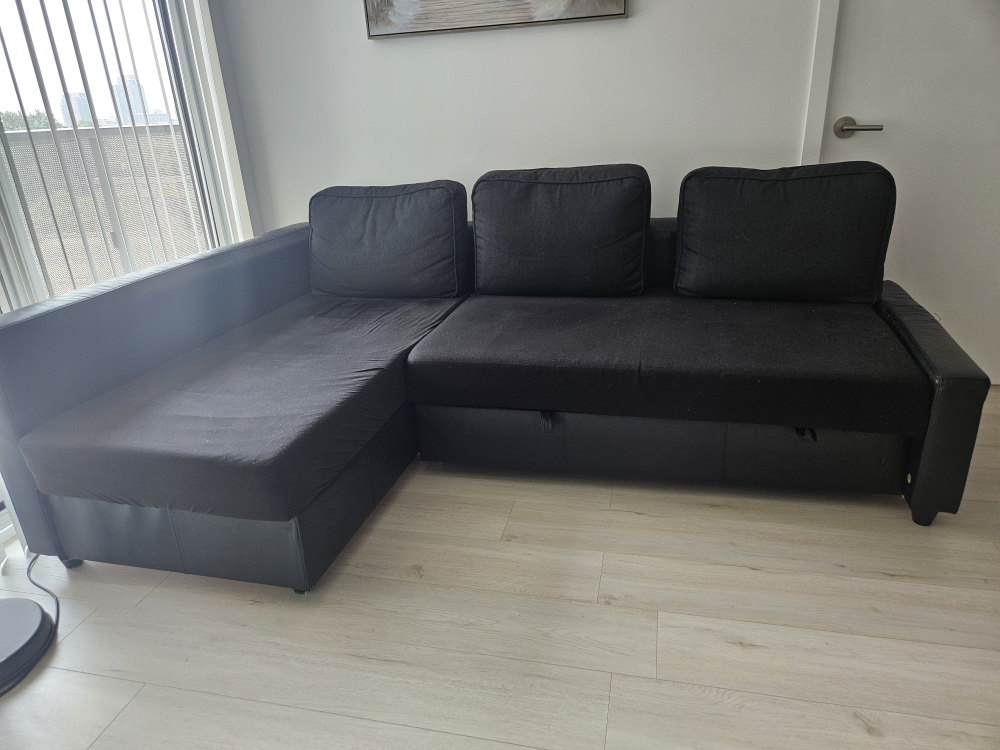Black Sectional Sofa bed with Storage - photo 2