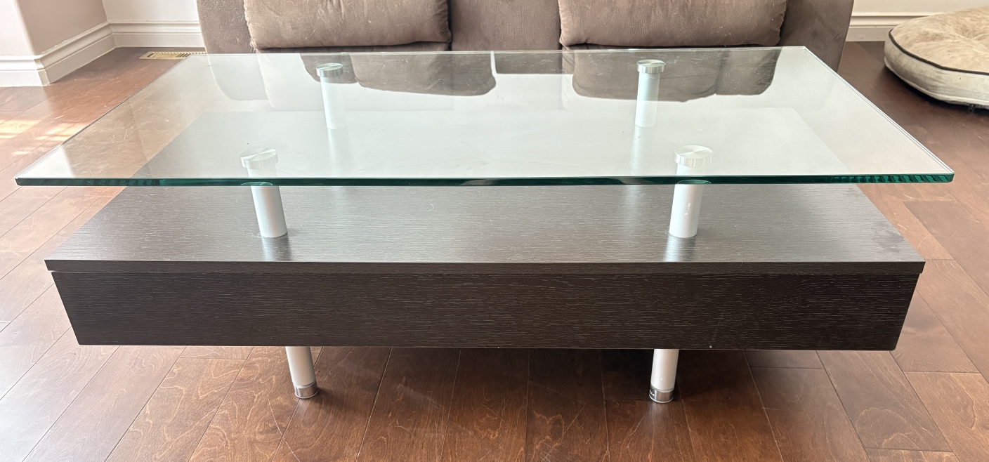 Glass Top Coffee Table with Drawers