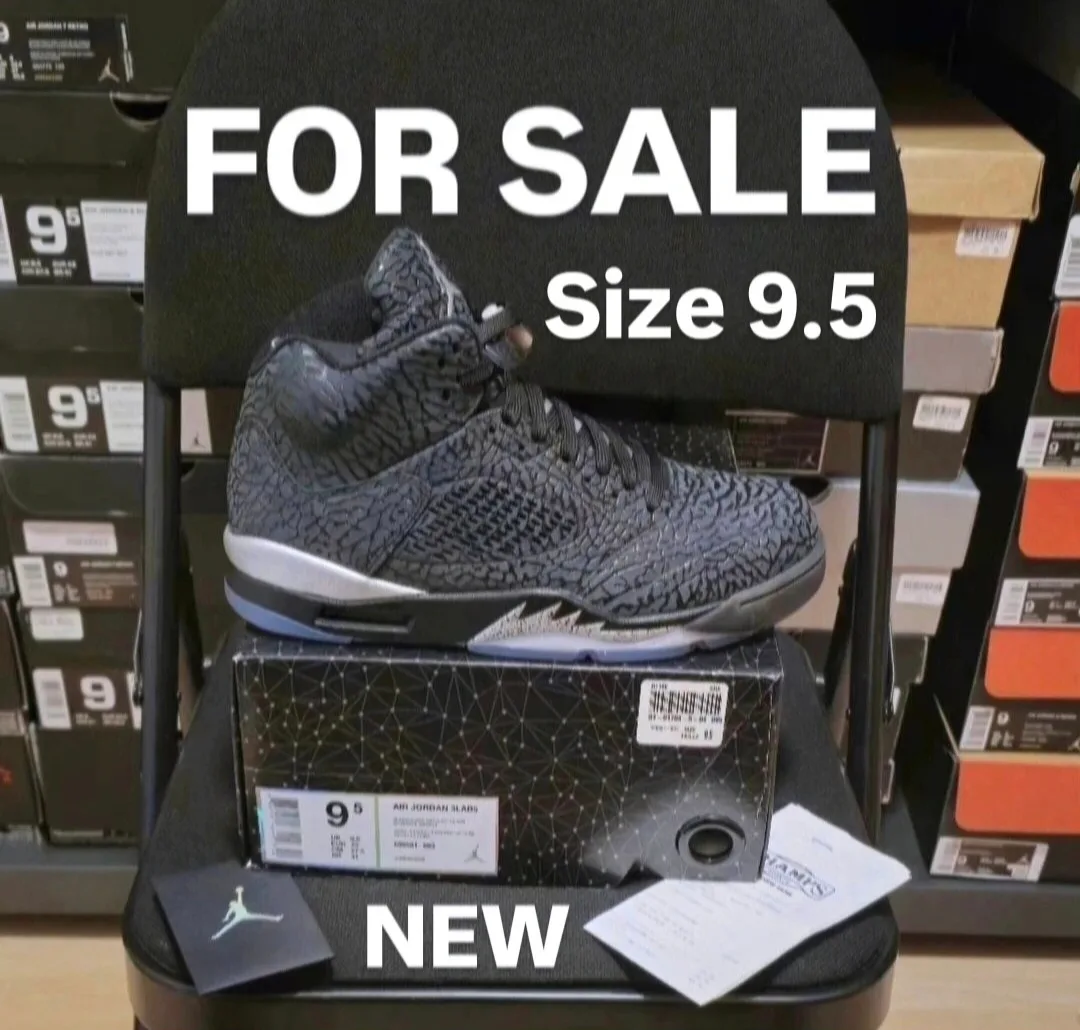 Air Jordan 5 3lab5 Black Silver size 9.5 thumbnail