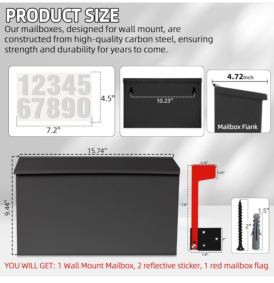Wall Mount Mailbox - Black - photo 4