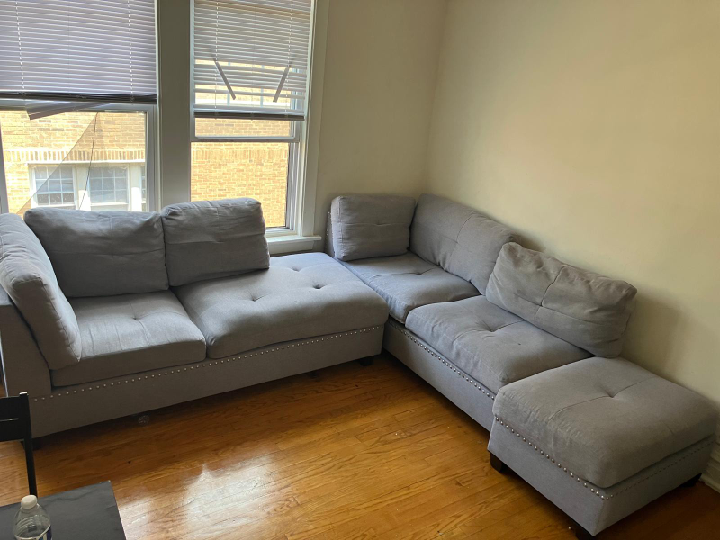 Gray Sectional Sofa with Ottoman - photo 2
