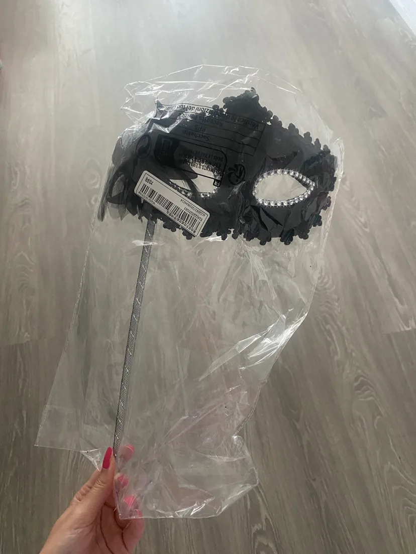 Black Masquerade Mask on Stick image indicator(2)