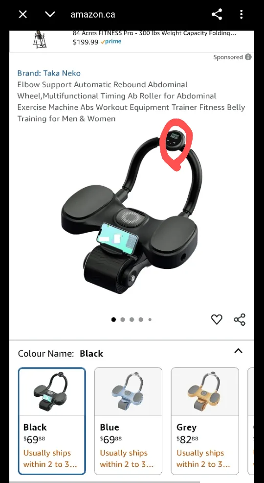 Taka Neko Automatic Rebound Ab Roller - Black image indicator(9)