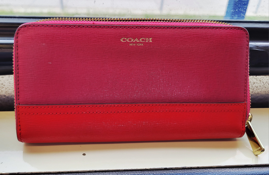 Coach Pink Leather Zip Around Wallet