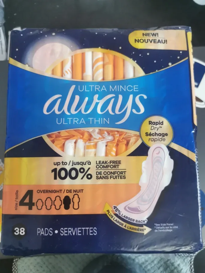 Always Ultra Thin Overnight Pads - 38 Count thumbnail