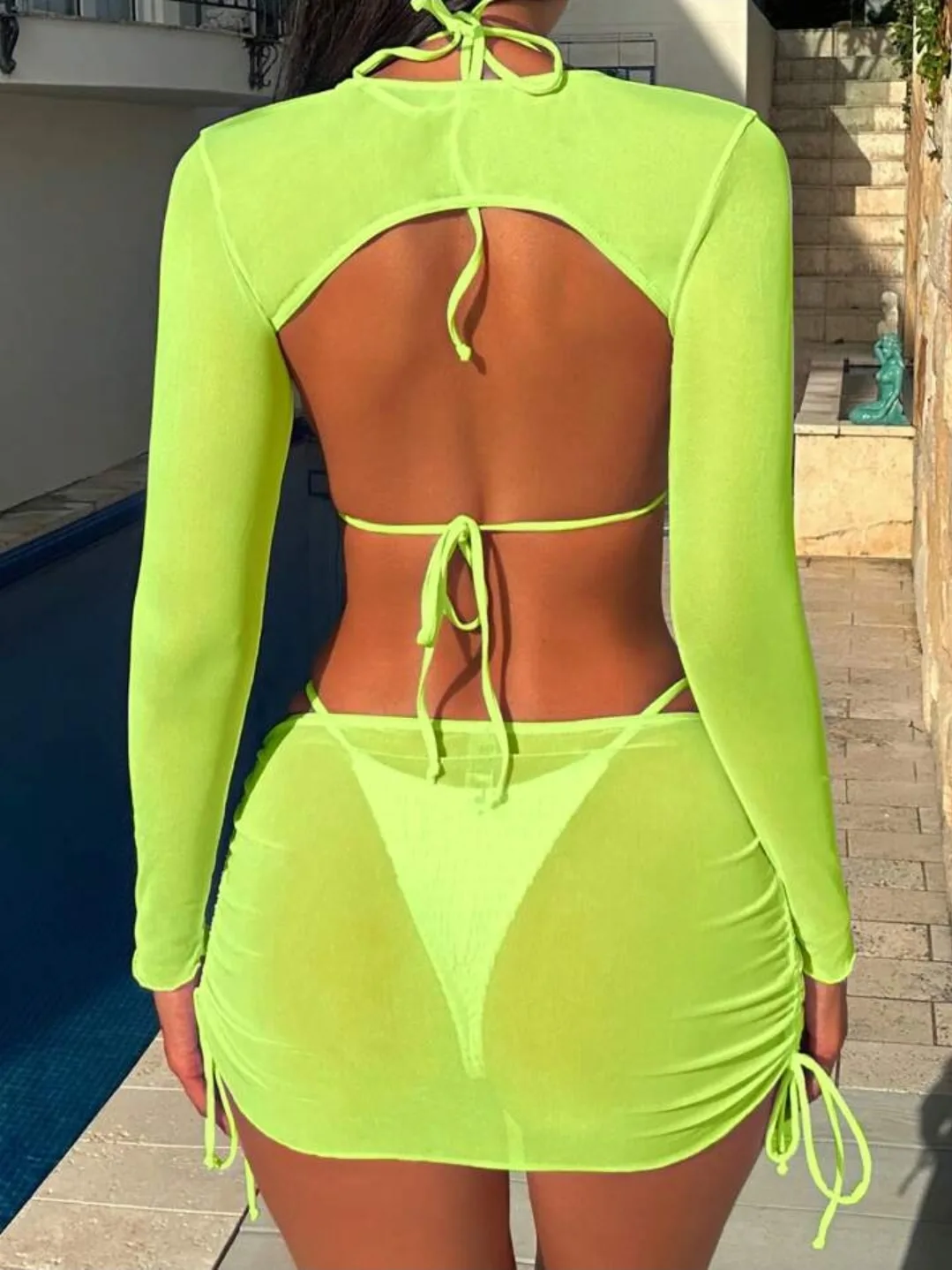 Neon Green 4-Piece Swimsuit Rave Set image indicator(2)