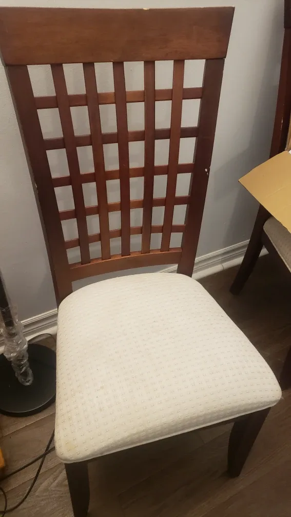 4 Wooden Dining Chair with Cream Seat thumbnail