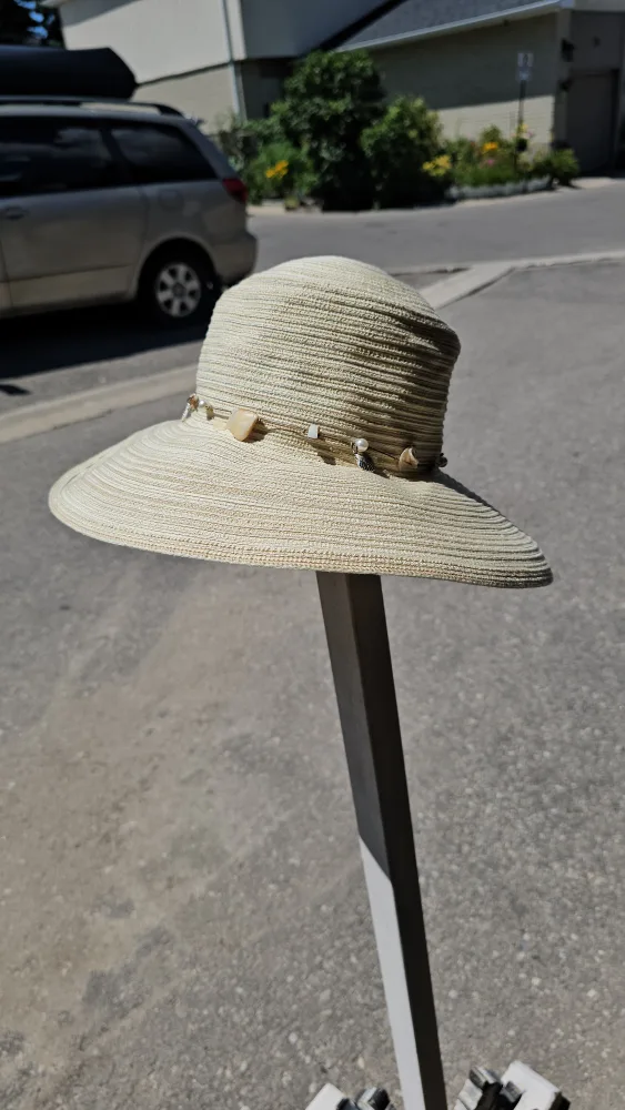 Wide Brim Straw Hat with Shell Details thumbnail