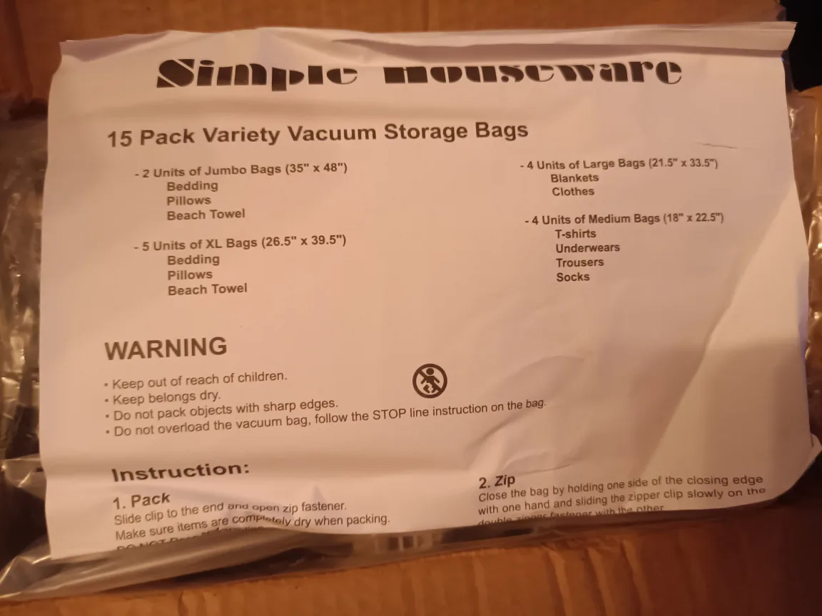 Simple Houseware 15 Pack Variety Vacuum Storage Bags thumbnail