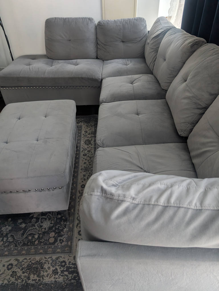 Grey Sectional Sofa with Ottoman - photo 4