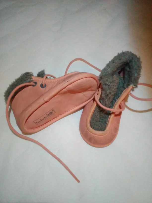 Timberland Pink Crib Booties thumbnail