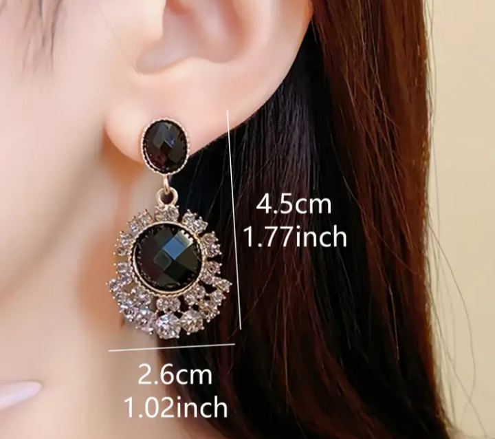 Black Gemstone Dangle Earrings - photo 3