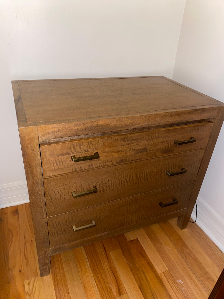 Crate & Barrel Dawson Light Brown Wood 3-Drawer Chest