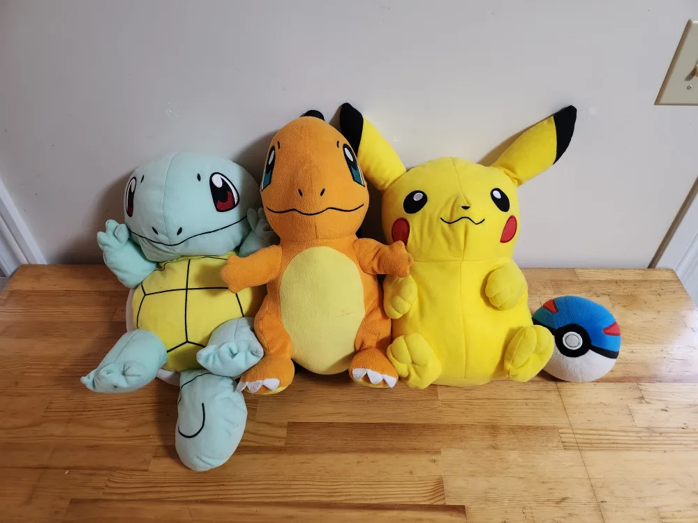 Pokemon Plushies - Pikachu, Charmander, Squirtle thumbnail