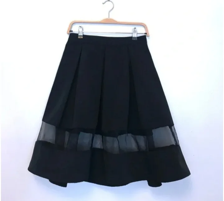 size 12 EXPRESS Black Skirt with Sheer Detail image indicator(2)
