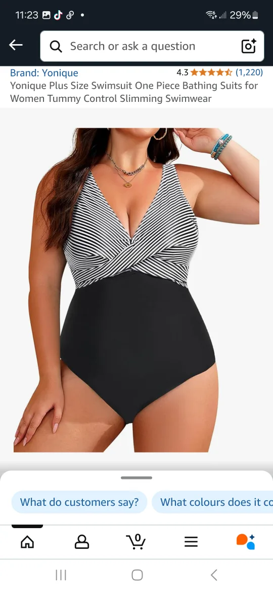 Yonique Plus Size Swimsuit - Black & White thumbnail