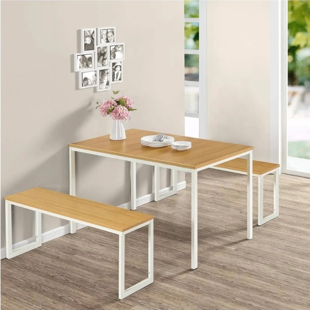 Zinus Modern Studio Dining Table with 2 Benches thumbnail
